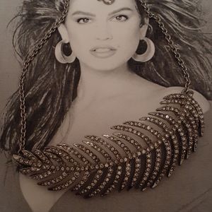 Silver Feather Pendant Necklace by Eva